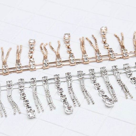 Rhinestone Bead Chain Fringe Trim By The Yard