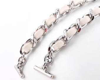 Sheepskin Leather Chain Bag Strap, Genuine Leather Crossbody Strap Replacement