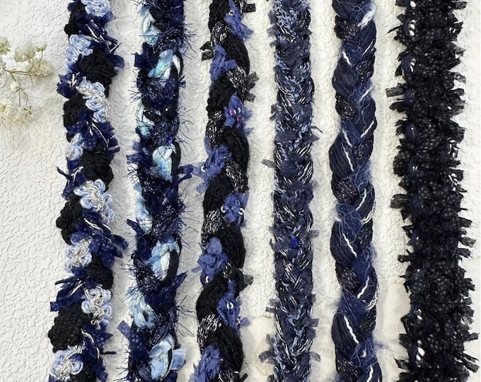 Dark Blue Lace Trim, Couture Bridal Embellishment Sold by 1 Yard
