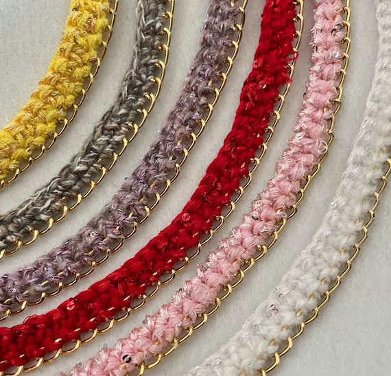 Chains Lace trim, decor trimming for costume design sewing embellishment bridal trim dress coat cuff collar bag home deco Sold by 1 yard