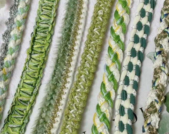 Green Braided Lace Trim, Costume Design, Sewing Embellishment (1 Yard)