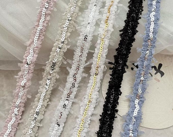 Sequin Lace Trim, Costume Design Embellishment, Sold by 1 Yard