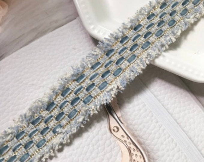 Blue Lace Trim, Costume Design Embellishment, Bridal Headwear, Sold by 1 Yard