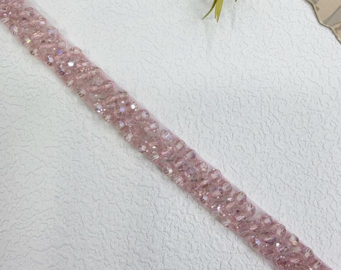 Pink Beaded Trim, Couture Bridal Embellishment Sold by 1 Yard