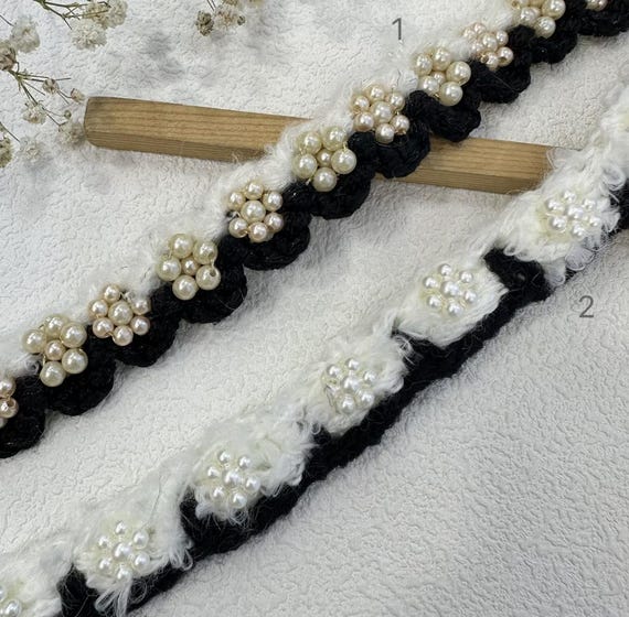 Beaded trim for costume design sewing embellishment bridal trim dress coat cuff collar Sold by 1 yard