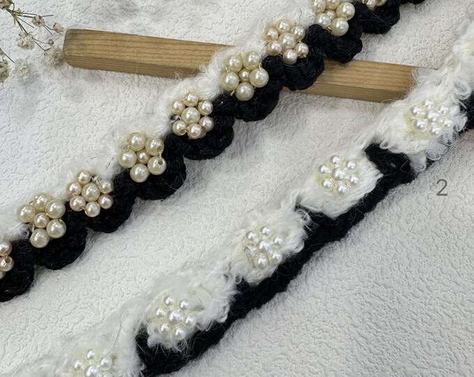 Beaded Lace Trim, Costume Design Embellishment - Sold by 1 Yard