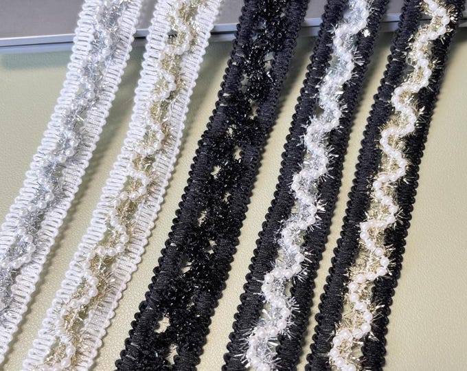 Beaded Lace Trim, Costume Design Embellishment, Sold by 1 Yard