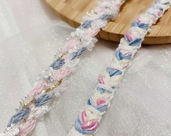 Decorative Pastel Lace Trim, Costume Design, Sewing, Bridal Trim (Sold by 1 Yard)