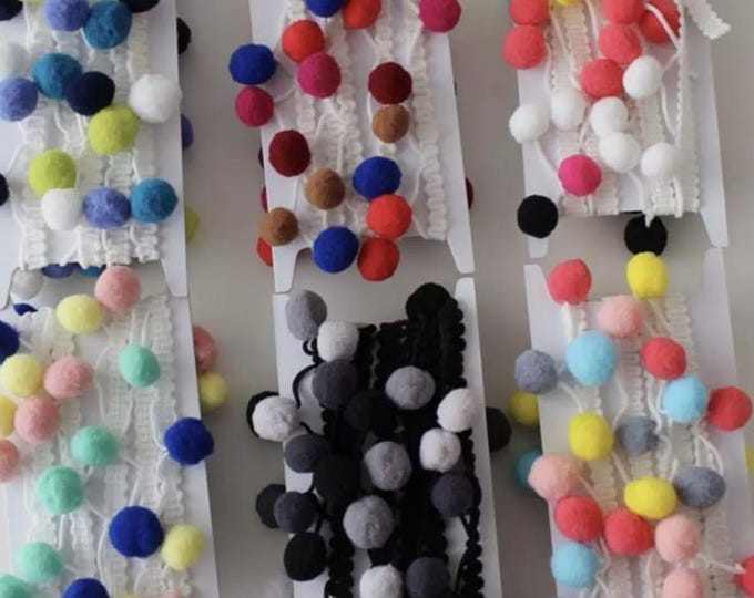 PomPom Tassel Lace Trim Ribbon - Costume, Bridal, Home Deco - Sold by 1 Yard