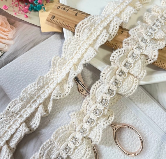 Lace trim, decor trimming for costume design sewing embellishment bridal trim headwear dress coat cuff collar bag home deco Sold by 1 yard