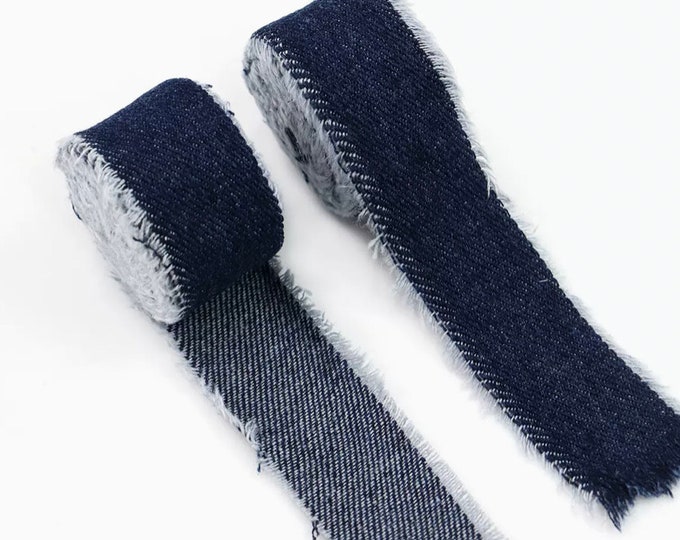 Frayed Denim Ribbon Trim, Costume & Sewing, 1 inch, 1.5 Yard