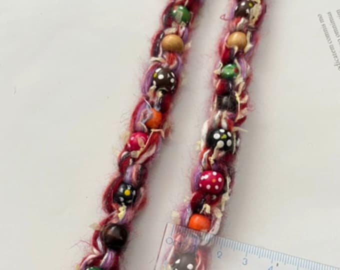 Boho Beaded Ribbon Trim, Costume Design, Sold by 1 Yard