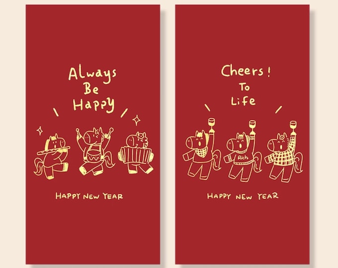 Year of the Horse 2026 Gold Foil Red Envelopes, Lucky Money Gift Red Packets