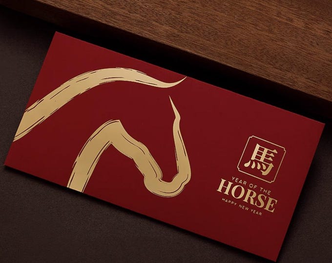 Year of the Horse 2026 Gold Foil Red Envelopes, Lucky Money Gift Red Packets