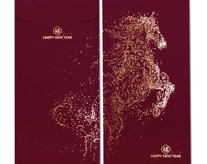 Year of the Horse 2026 Gold Foil Red Envelopes, Lucky Money Gift Red Packets