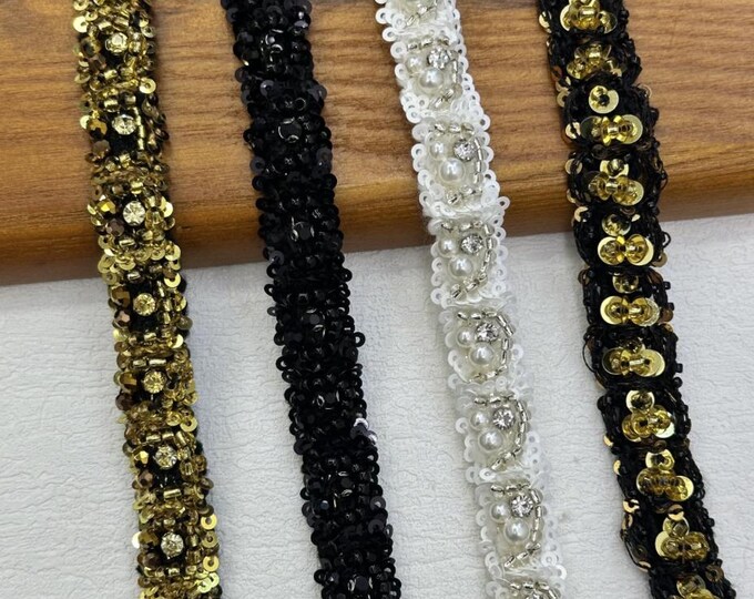 Beaded Trim, DIY Sewing Supply for Clothes, Hair Bows & Bags, Sold by 1 Yard