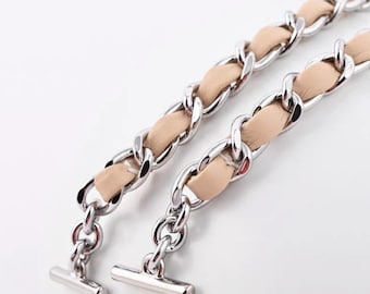 Sheepskin Leather Chain Bag Strap, Genuine Leather Crossbody Strap Replacement