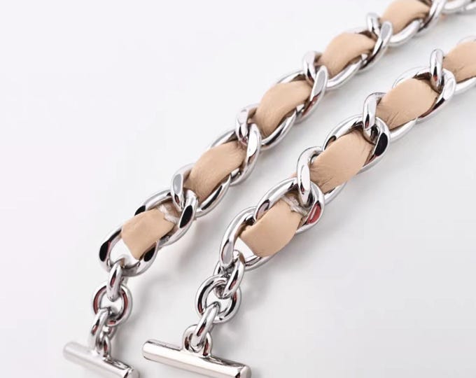 Sheepskin Leather Chain Bag Strap, Genuine Leather Crossbody Strap Replacement