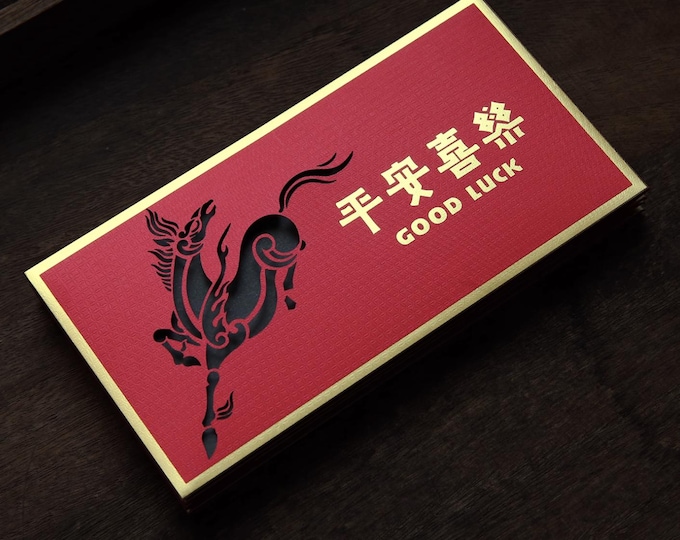 2026 Year of the Horse Red Envelopes, Hollow Cut-Out Gold Foil Lucky Money Packets