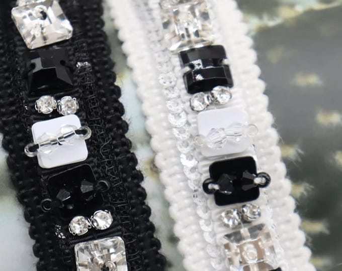 Rhinestone Beaded Lace Trim - Costume, Bridal, Sewing - Sold by Yard