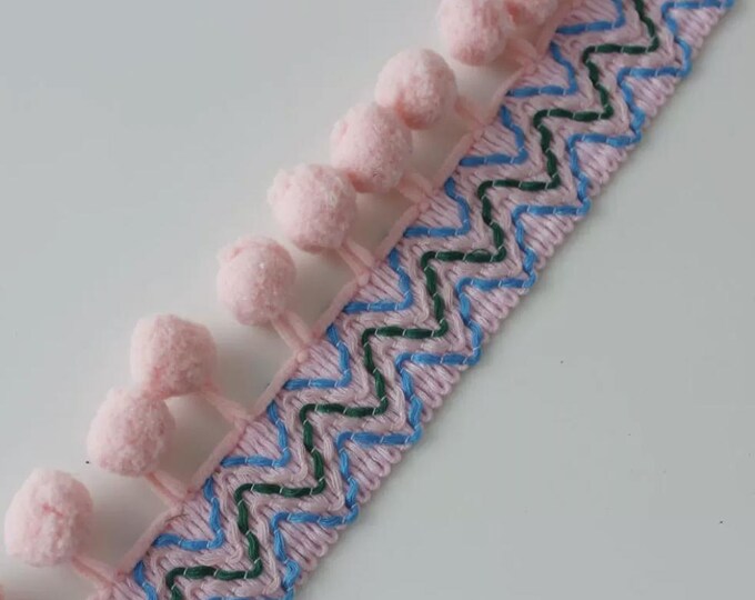 PomPom Tassel Lace Trim, Costume Design, Bridal Trim - Sold by 1 Yard