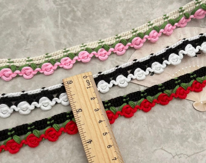 Rosebud Crochet Lace Trim, Sewing Embellishment, Sold by 1 Yard