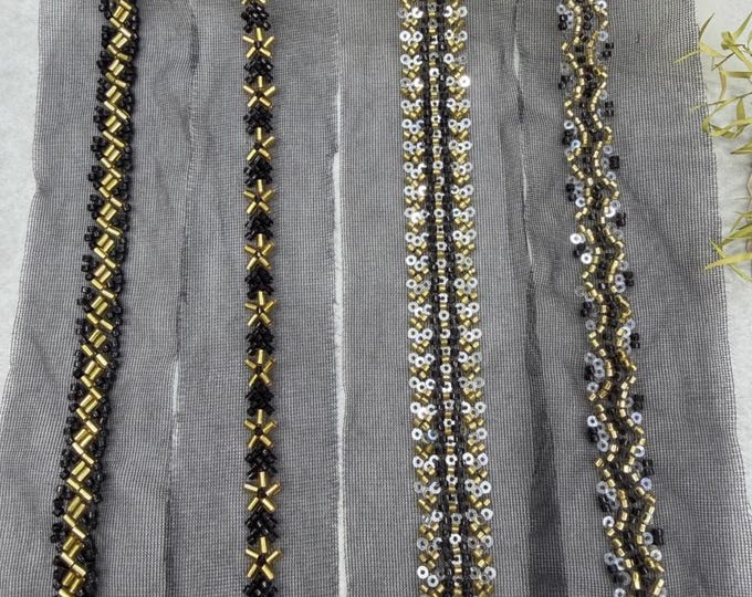 Beaded Lace Trim, Costume Design Embellishment, Sold by 1 Yard