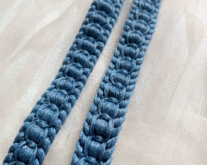 Blue Floral Lace Trim, Sewing Embellishment, Costume Design, Sold by 1 Yard