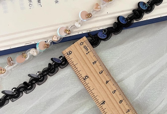 Beaded Lace trim, decor trimming for costume design sewing embellishment bridal trim dress coat cuff collar bag home deco Sold by 1 yard