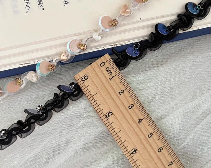 Beaded Lace Trim, Costume Design Embellishment, Sold by 1 Yard