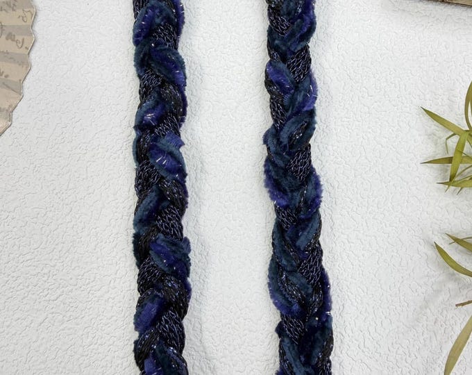 Dark Blue Lace Trim, Couture Bridal Embellishment Sold by 1 Yard
