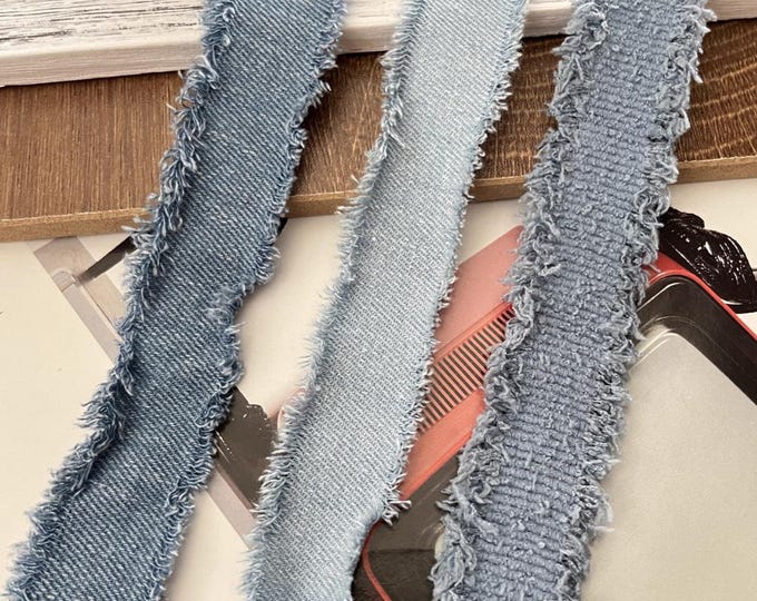 Frayed Denim Ribbon Trim, Costume Design, 1.5 Yard