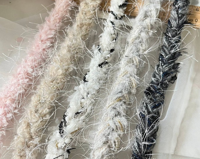 Fuzzy Braided Lace Trim, Costume Sewing Embellishment, Sold by 1 Yard