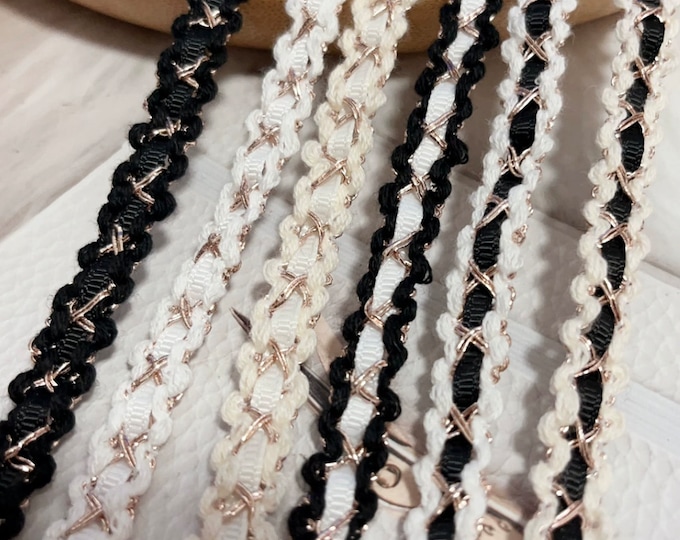 Braided Lace Trim, Costume Design, Sewing Embellishment, Sold by 1 Yard