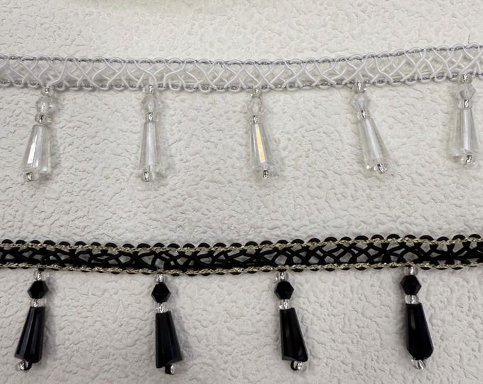 Beaded Tassel Fringe Trim, Victorian Bohemian Sewing Supplies (3cm Wide)