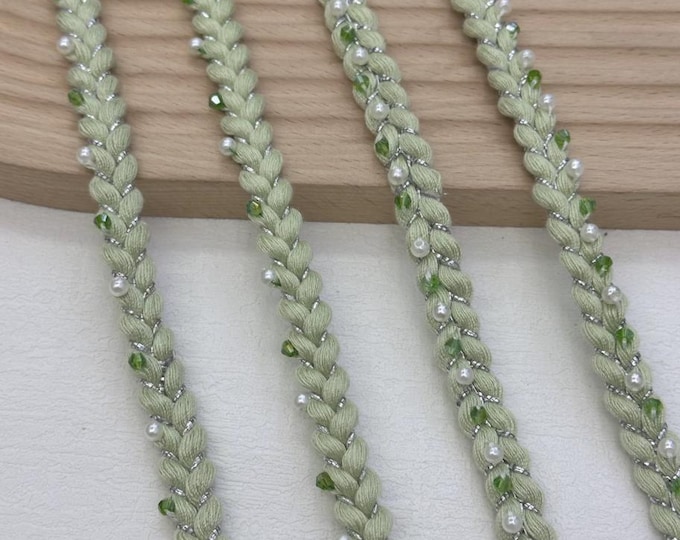 Beaded Braided Trim, DIY Sewing Supply for Clothes, Hair Bows & Bags, Sold by 1 Yard