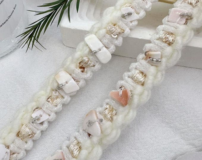 Seashell Lace Trim, Sewing Embellishment, Bridal Headwear, Sold by 1 Yard