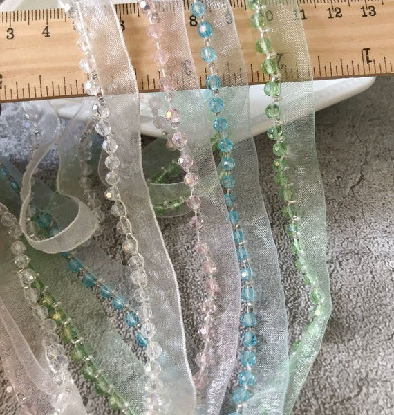Beaded Lace trim, decor trimming for costume design sewing embellishment bridal trim headwear dress coat cuff collar bag Sold by 1 yard