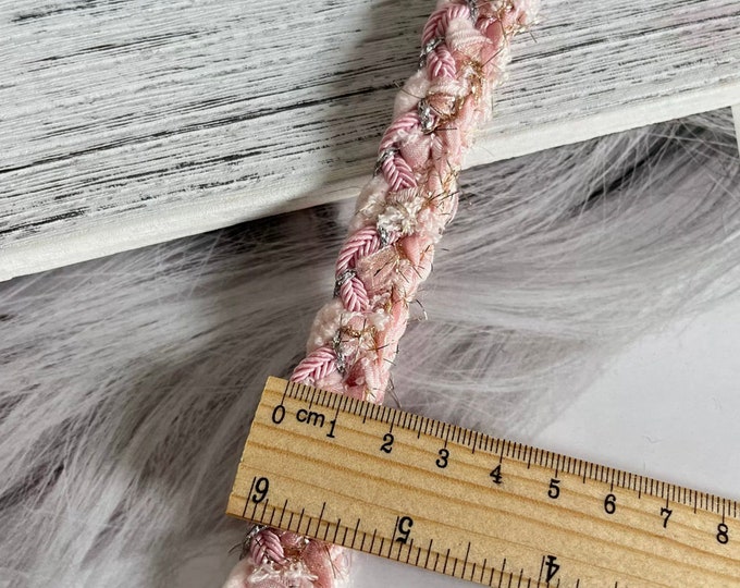 Pink Braided Lace Trim, Costume Design, Sewing Embellishment (1 Yard)