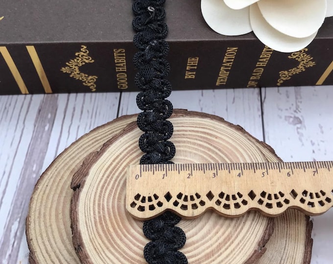 Black Sequin Lace Trim, Costume Design Embellishment, Sold by 1 Yard