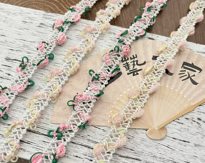 Floral Crochet Lace Trim, Costume Design Embellishment, Sold by 1 Yard