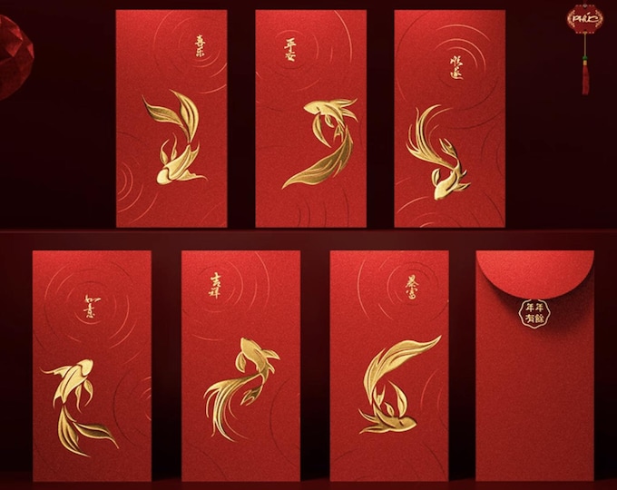 2026 Year of the Horse Red Envelopes, Gold Foil Lucky Money Packets