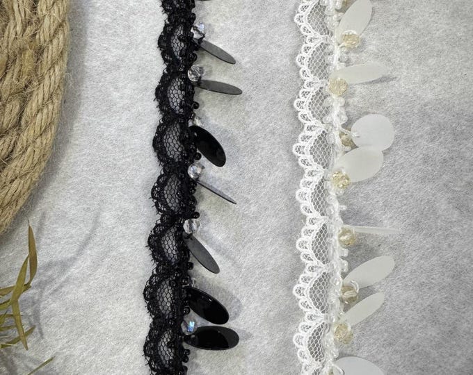 Sequin Lace Trim, Costume Design Embellishment - Sold by 1 Yard
