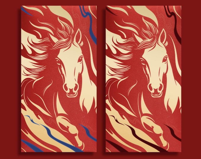 2026 Year of the Horse Red Envelopes, Gold Foil Lucky Money Packets