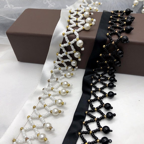 Pearl Bead Fringe Trim By The Yard