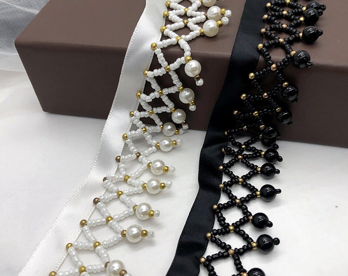 Pearl Bead Fringe Trim By The Yard