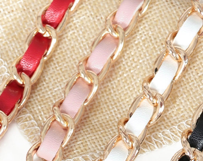 Leather & Gold Color Chain