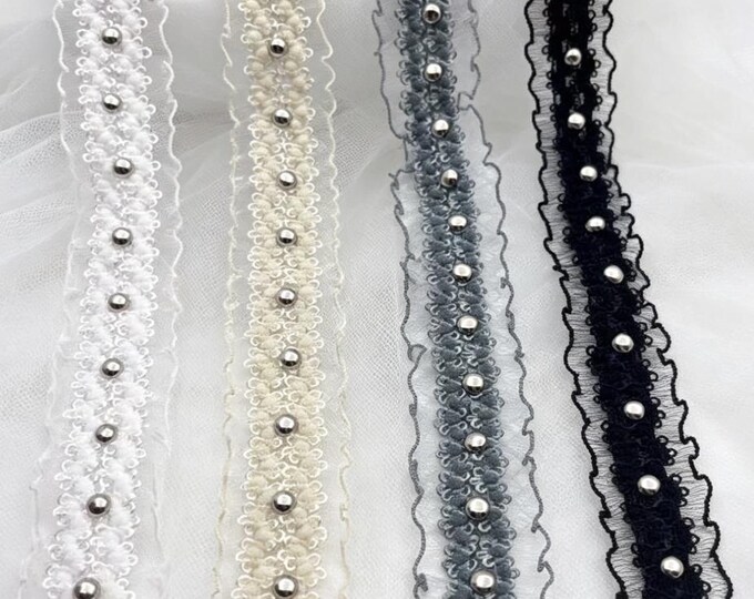 Rivet Lace Trim, DIY Accessory for Placket, Neckline, Curtain Edge, Straw Hat and Bag Decoration, Sold by 1 Yard