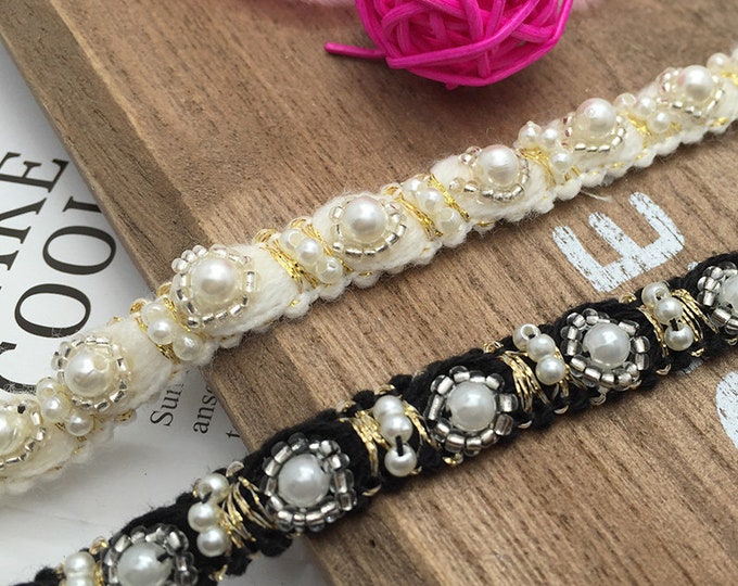 Pearl Beaded Trim By The Yard