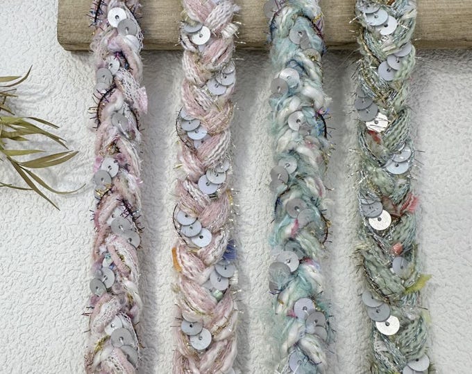 Braided Sequins Trim, Couture Bridal Embellishment Sold by 1 Yard